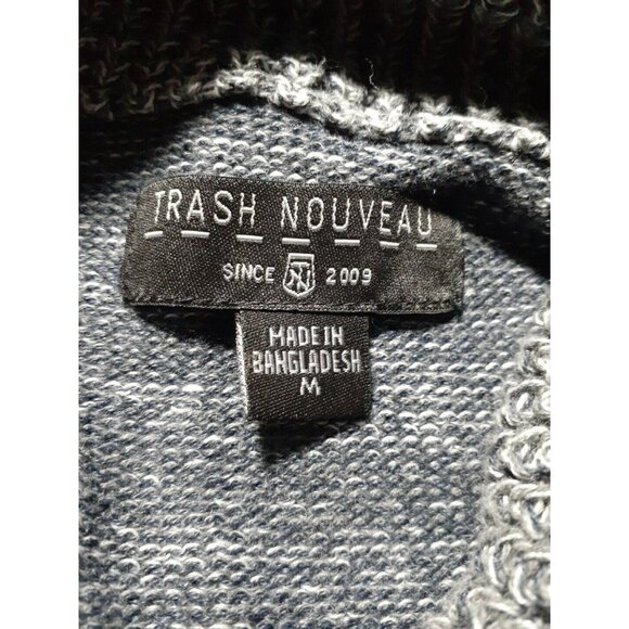 Mens Trash Nouveau Gray Burgundy Knit Metal Zip Turtle Neck Neck M Gift Idea - Picture 11 of 14